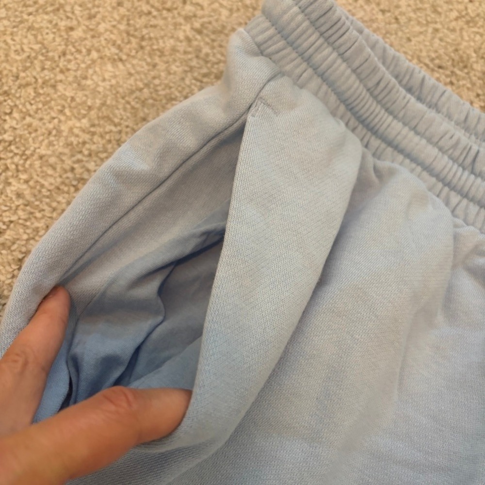 Adidas Mens Essentials French Terry Tapered Cuff Joggers Light Blue XL IN6075 - Picture 5 of 10